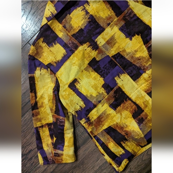 Coldwater Creek Shacket Womens Size 12 Purple & Gold Textured 3/4 Sleeves Button - Picture 14 of 16